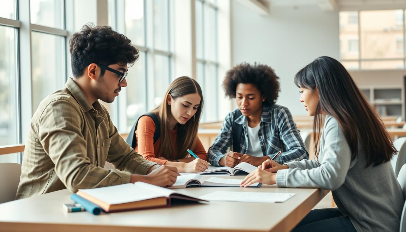 Student using learning strategies while studying